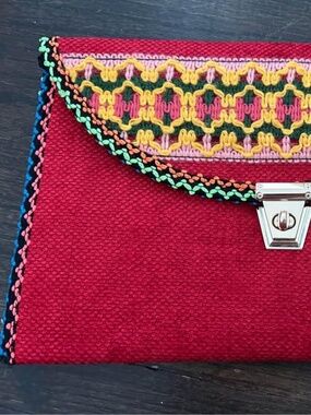 Egyptian Linen Clutch - 19cm x 30cm - Red, Pink, Yellow